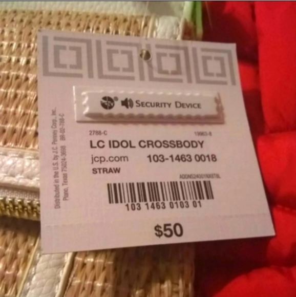 Liz Claiborne Crossbody Idol Khaki Colored Straw Floral Small Purse $50 NWT - Picture 5 of 5